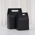 Minimalist matte black paper gift boxes with oval handles in two different sizes - Black