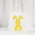 Easter non-woven tote bag with yellow rabbit print and sturdy white handles for gifts - Yellow Rabbit Style (5061-2)