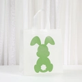 Reusable non-woven shopping bag with a green bunny silhouette and floral tail accent - Green Rabbit Style (5061-6)