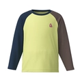 Kids long sleeve raglan t-shirt with three-color contrast patchwork and logo - 90cm / Lime Green T-Shirt