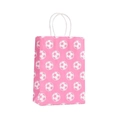 Pink kraft paper gift bag with soccer ball print and sturdy white twisted rope handles - Kraft Paper / 21x15x8cm