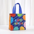 Foldable non-woven gift bag with Happy Birthday print and colorful balloons - Dark Blue Balloons (9055-3) / 20x20x9cm