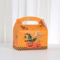 Halloween gift box with orange pumpkin prints and 'Boo!' text for treats and cakes - Vibrant Orange Style (A003-5)