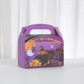 Purple Halloween gift box with handle featuring pumpkin and ghost prints on white background - Purple Style (A003-1)
