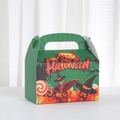 Green Halloween pastry gift box with pumpkin prints and decorative handle for sweets - Green Style (A003-3)