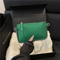 Grüne Tasche mit Krokodilmuster, silbernen Nieten und einer edlen Metallkette - Grün