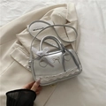 Silver balletcore Boston bag with metallic finish, bow accents and delicate lace details - Silver