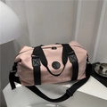 Bolsa de viaje de tela oxford rosa impermeable con asas negras y correa de hombro - Rosa