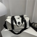 Bolsa de viaje minimalista de oxford blanco de gran capacidad con correas negras - Blanco