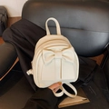 Creamy white mini backpack with a large bow detail and silver zippers for women - Off White