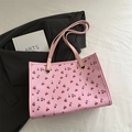 Sac fourre-tout rose à motif cerise en cuir PU avec détails d'anneaux métalliques - Rose