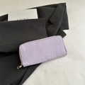 Portefeuille long violet lavande à motif serpent avec fermeture éclair dorée élégante - Violet