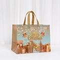 Waterproof non-woven Christmas gift bag with golden reindeer and Merry Christmas print - Cyan Reindeer Style (8009-4)