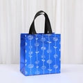 Blaue Laser-Vliestasche mit Blumenmuster, wasserdicht mit schwarzen Griffen - Blau (LB1001-4) / 23x22x11cm