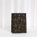 Weihnachtsgeschenktüte aus schwarzem Kraftpapier mit goldenem Foliendruck und Kordelgriff - HO HO HO (051-1) / H21*L15*B8CM