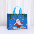 Waterproof non-woven Christmas gift bag with Santa Claus print and blue handles - 8900-3; 33*25*11m; Laminated Stand-up Pouch