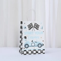 Papiertüte für Rennwagen-Party mit Zielflaggen und Start Your Engines Aufdruck - Start Your Engines Stil (561-1)