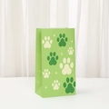 Green kraft paper gift bag with cute paw prints and star patterns for party shopping - Grass Green (850-4)