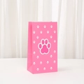 Pink paper gift bag with cute white paw prints for parties and shopping gifts - Pink Paw Print Style (850-5)