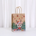 Cartoon Christmas kraft paper gift bag with reindeer print and sturdy twisted rope handles - Reindeer Pattern (053-2) / H21*L15*W8CM