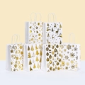 White and gold Christmas paper gift bags with handles featuring reindeer and tree patterns - Mixed Color Style / White Gold