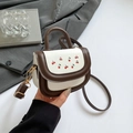 Mini cherry print crossbody bag in cream and brown PU leather for stylish little girls - Brown No Pendant