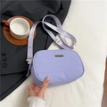 Minimalist purple nylon crossbody bag with adjustable strap and metal logo nameplate - Purple