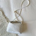 White minimalist crossbody bag featuring unique pebble texture and gold metal accents - 3D Dot Texture Style / White