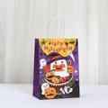 Detailed view of Halloween paper gift bag with purple ghost and pumpkin patterns - Spider Pumpkin Style (553-5)