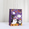 Purple Halloween gift bag with ghosts and pumpkins on white background for holiday parties - Ghost Castle Style (553-1)