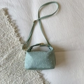 Light green shoulder bag with textured polka dot pattern and elegant gold chain strap - 3D Dot Texture Style / Green