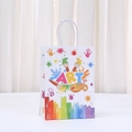 Detail of white paper gift bag with ART typography, brushes, and palette prints - Artistic Painting Theme (542-5;21*15*8)