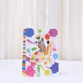 Artistic paper gift bag with colorful paint splatters and wooden palette illustration - Painting Tools Theme (542-4;21*15*8)