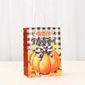 Thanksgiving gift bag with pumpkin, maple leaves and Hello Autumn text design - Hello Autumn Leaf Pumpkin Style (547-6) / 21*15*8