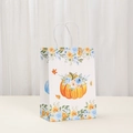 Elegant floral pumpkin kraft gift bag with watercolor design and sturdy rope handles - Watercolor Pumpkin Flower Cluster Style (548-2)