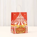Detail of red carnival gift bag with white twisted handles and circus tent print - Red Circus Tent Style (549-6) / 21*15*8