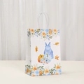 White paper gift bag with autumn floral and pumpkin illustrations and paper handles - Blue Dress Autumn Floral Style (548-4)