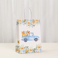 Detail of floral gift bag with a vintage truck carrying pumpkins for fall events - Vintage Pickup Truck Pumpkin Style (548-1)