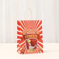 Papier Geschenktüte im Zirkus Design mit rot-weißen Streifen und Illustrationen - Seelöwe Und Clown-Stil (549-2) / 21*15*8