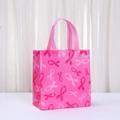 Sacchetto regalo in tessuto non tessuto con stampa a nastro rosa e manico lucido - Stile con Stampa Integrale Fiocco Magenta (5049-6) / 23x22x11cm