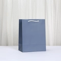 Minimalist matte dark grey-blue paper gift bag with white cotton rope handles - Small Vertical (23x18x10cm) / Grey Blue