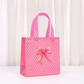 Sacchetto regalo rosa in tessuto non tessuto con pois bianchi e fiocco per shopping - Stile a Pois Rosa e Bianco (9034-3) / 20*20*9cm