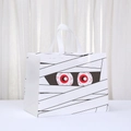 Detail of Halloween mummy gift bag with red eyes print and sturdy white handles - Mummy (8007-3) / 33*25*17cm