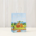 Blue Kapybara gift bag with cartoon prints and white rope handles for party shopping - Capybara Nature Rest Style (550-5) / 21x15x8