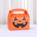 Halloween gift box with orange pumpkin face pattern and portable handle for candy storage - Pumpkin Style (A037-5)