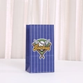 Blue baseball themed kraft paper gift bag with white stripes and wing logo for sports events - Dark Blue White Stripes Sports Style (848-2) / 24*13*8cm