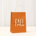 Orange Thanksgiving paper gift bag with FALL in the air typography and white polka dots - Orange Polka Dot Artistic Font Style (552-4)
