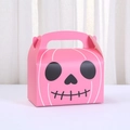 Boîte cadeau rose d'Halloween avec motif monstre et poignée intégrée pour bonbons - Style Squelette (A037-1)