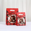 Kerstcadeau dozen met rood ruitpatroon, feestelijke illustraties en decoratieve rode strik - Cadeauverpakking en Kerstbal Patroon (YQ-2504-2) / 20x16x7cm