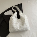 Tragetasche in Off-White mit Blumenstickerei und elegantem, geräumigem Design für Damen - Gelbe Blumenstickerei (XS6998) / Blume